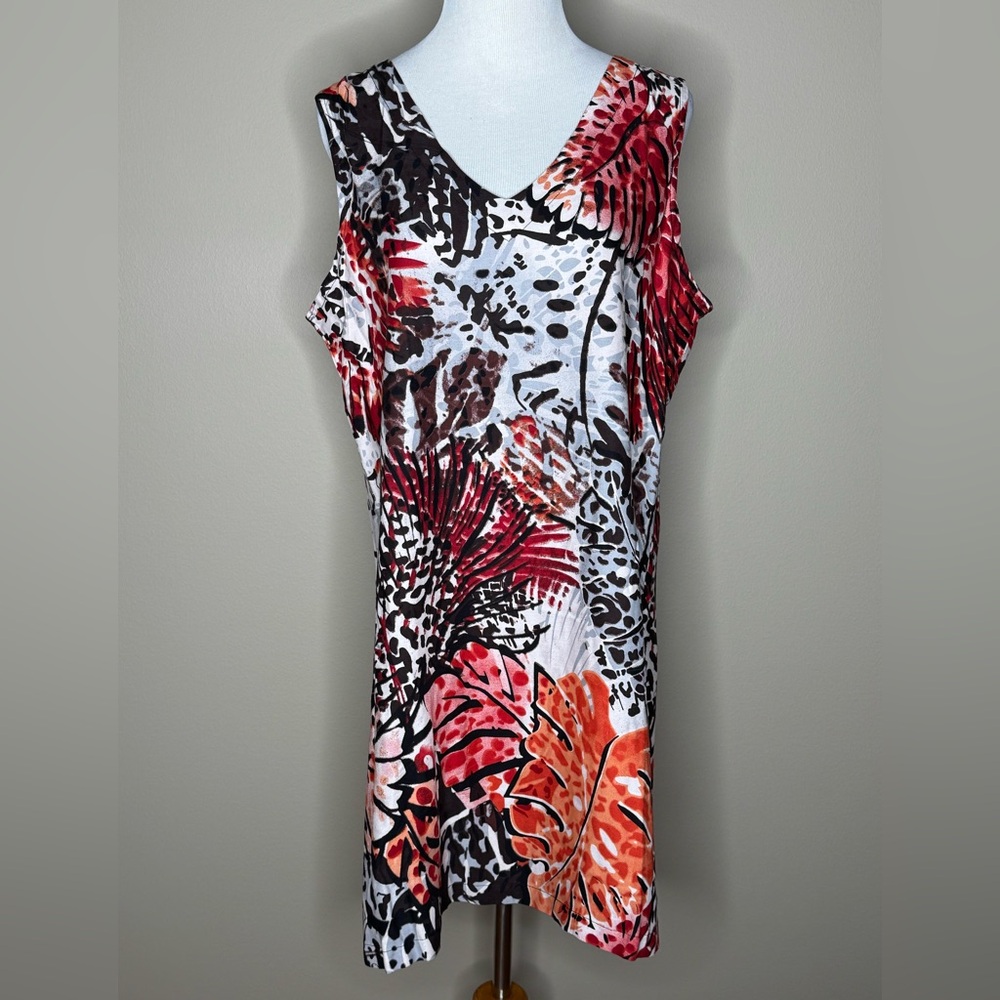 Pineapple Cove womens sleeveless swim cover up dress leaf pattern size XL.
